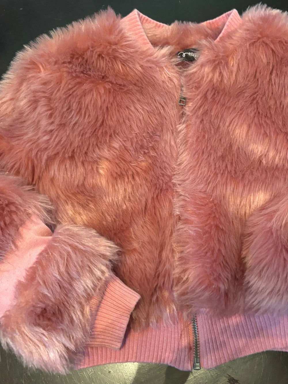 Girls' Faux Fur Pink Jacket - Cozy Bomber Style by Art Class size XS 4/5